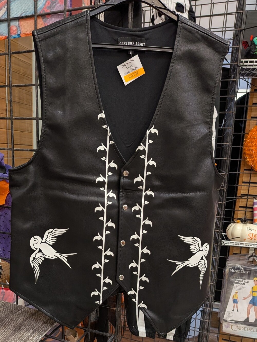 New Men's Black Faux Leather Vest